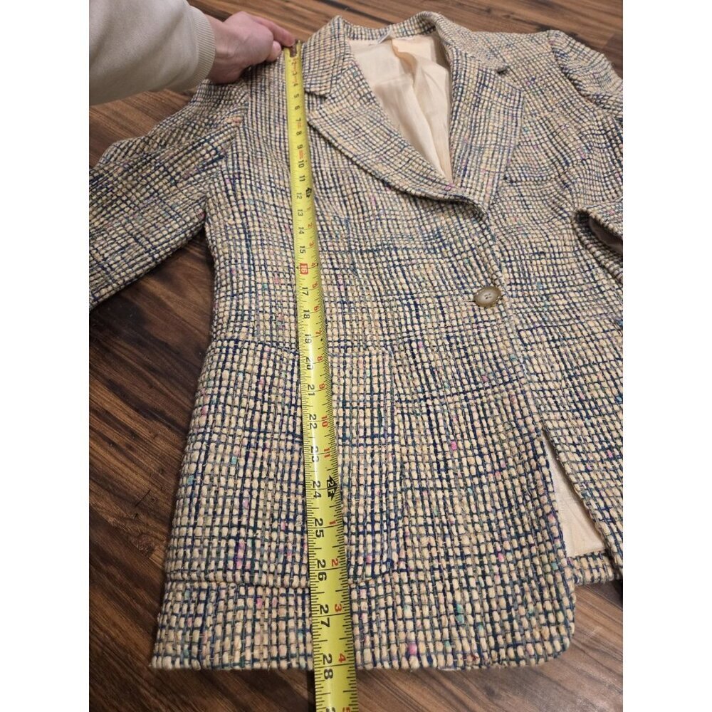 Barrie Pace Silk Tweed Blazer Women’s Size 12 Fits 8/10 Woven Jacket Made USA - Picture 9 of 13